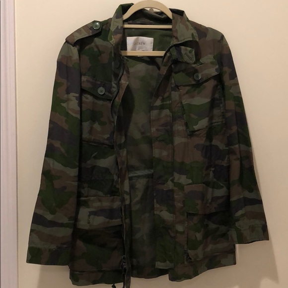 Coats | Jcrew Camo Rain Jacket | Poshmark